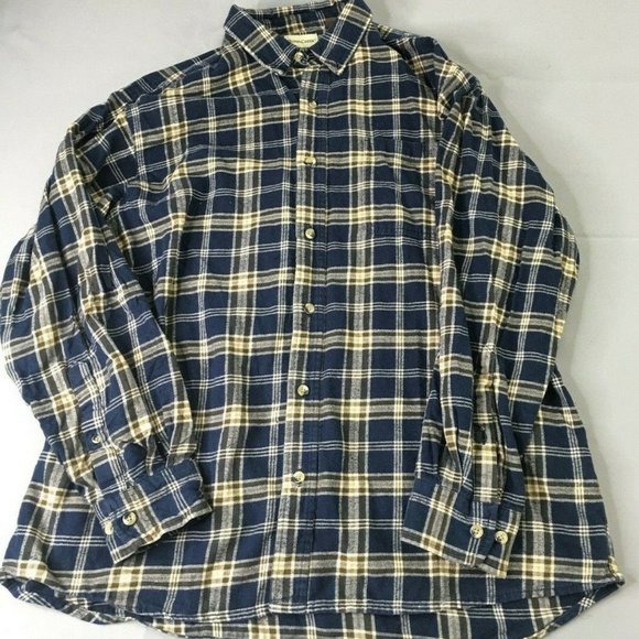 Hobbs Creek Mens Shirt Blue Beige Extra Large Flannel Plaid Casual Outdoor #0474 - Picture 1 of 10